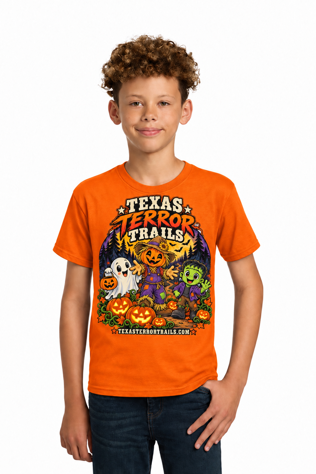 Pumpkin Patch Crew Youth Shirt — Orange